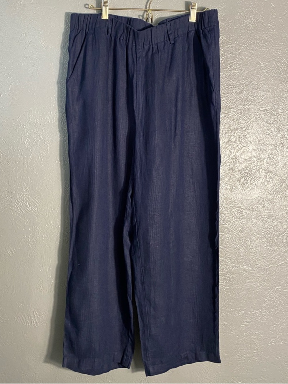 Quince 100% European Linen Wide Leg Pants Deep Navy Pull On Large - Picture 2 of 7